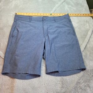PGA Tour Golf Shorts Mens 38 Blue Heathered Stretch Performance‎ Flat Front